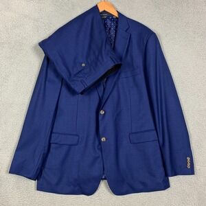 Indochino 2 Piece Suit Custom Size 48L Blue Wool Formal‎ Career 2Pc Pants 43x35